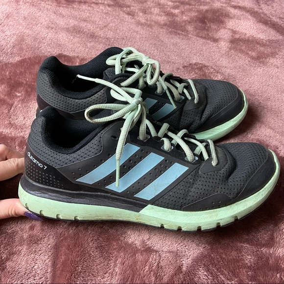 👟 Adidas Duramo 7 Black Mint Green Powder Blue Athletic Shoes Women’s Size 9 👟 - Picture 1 of 9
